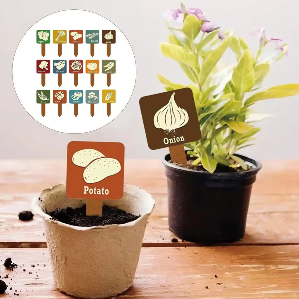 15pcs Wooden Waterproof Plant Markers & Garden Stakes Garden Plant Markers PLUSH