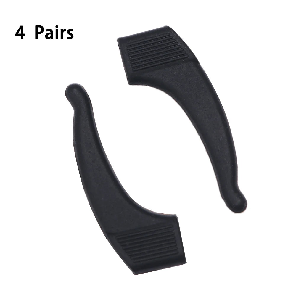 Silicone Glasses Ear Hooks Anti-Slip Grip Holders 4 Pairs Eyeglass Ear Hooks PLUSH Black