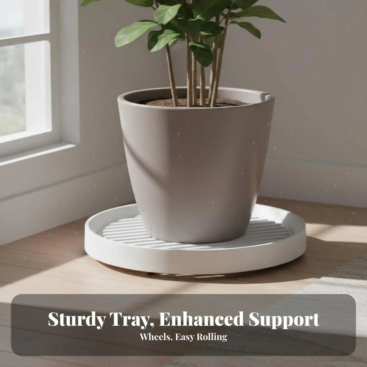 Rolling Plant Stand on Wheels with Brakes – Heavy Pot Tray Rolling Plant Stand PLUSH Yd2