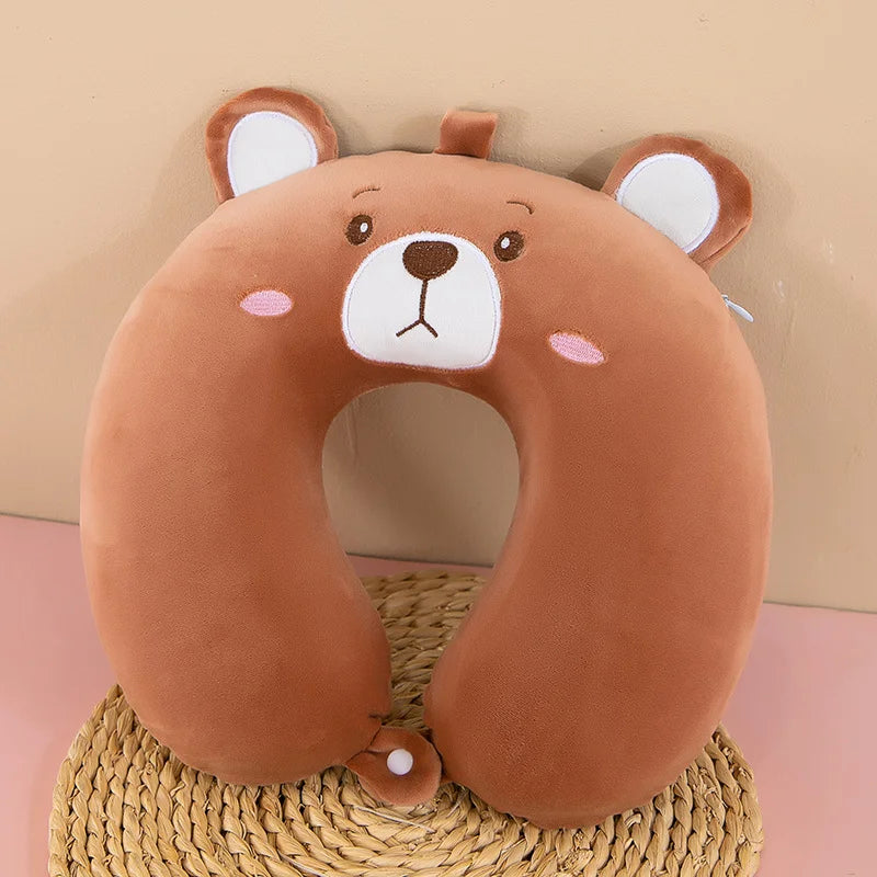 Cartoon Animal Memory Foam U-Shape Travel Neck Pillow 30x30cm Travel Neck Pillow PLUSH D