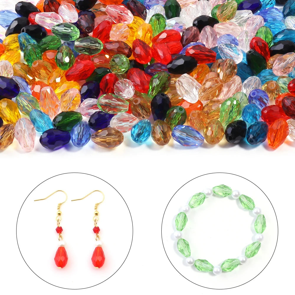 50pcs Faceted Teardrop Crystal Glass Beads – DIY Jewelry Making Glass Spacer Beads PLUSH
