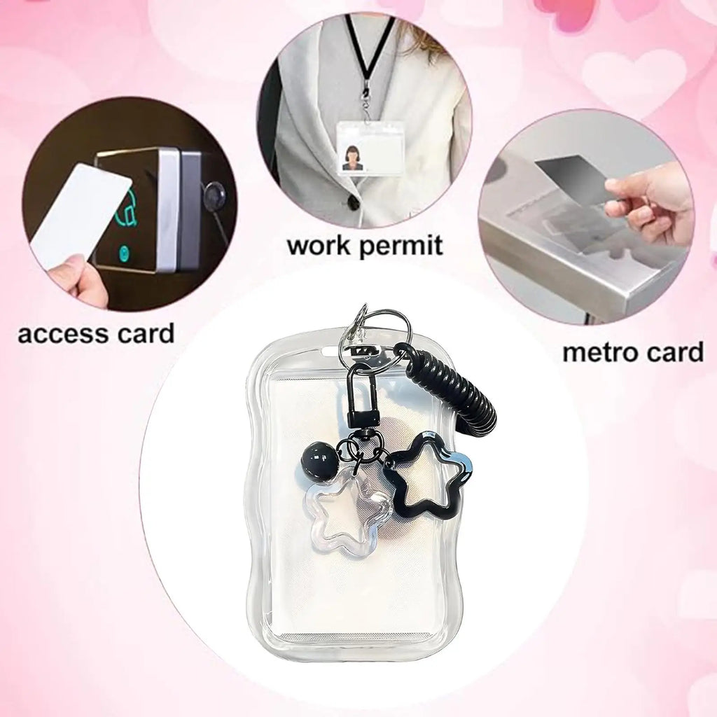 Transparent Photocard Holder Keychain | Star Bell Charm Photocard Holder Keychain PLUSH