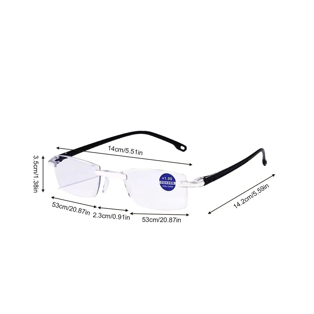 Rimless Bifocal Progressive Reading Glasses – Anti-Blue Light Progressive Reading Glasses PLUSH