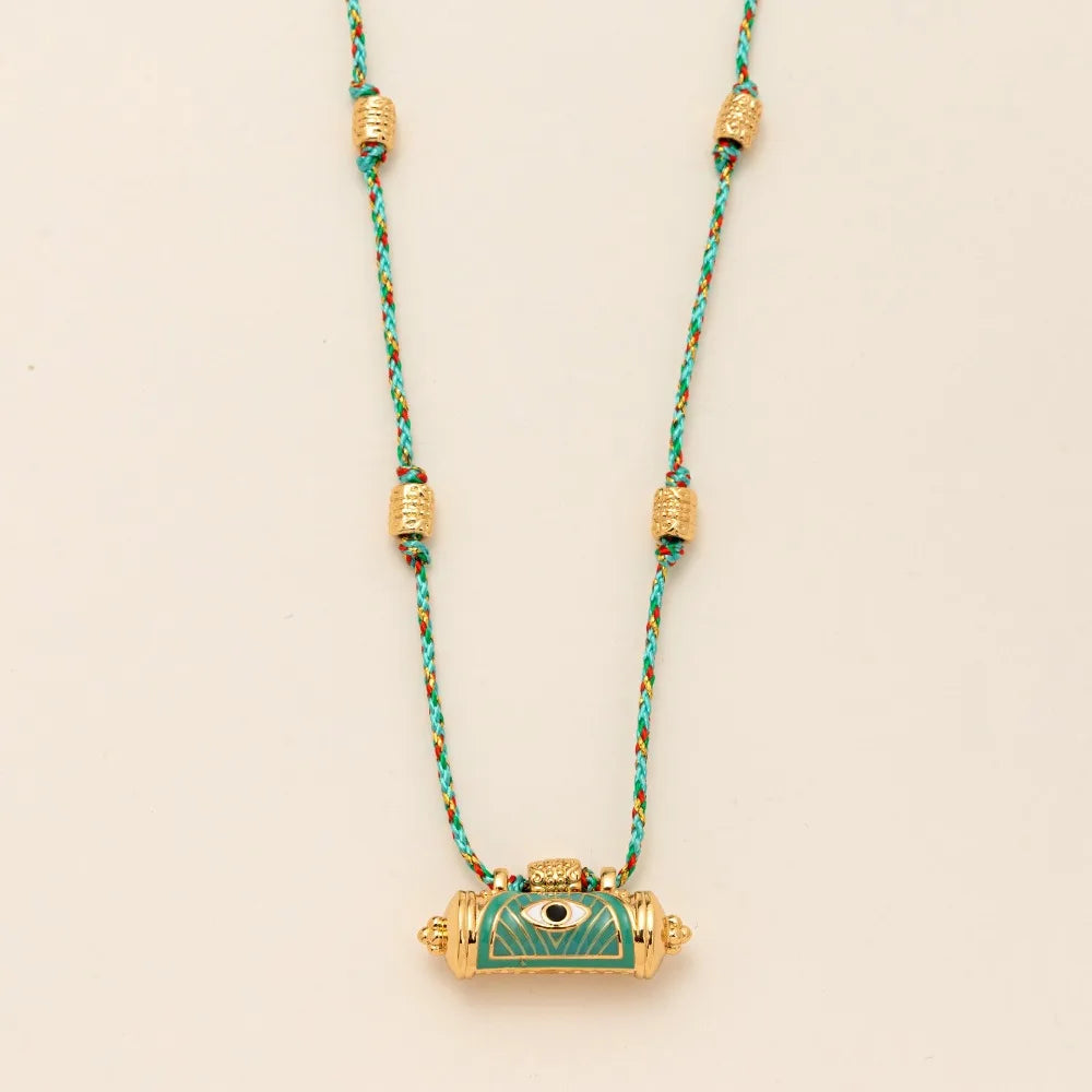 Devil's Eye Tassel Necklace – Vintage Gothic Beaded Chain Pendant Necklace PLUSH Blue
