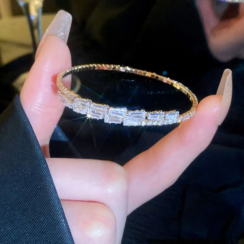 Rhinestone Stainless Steel Cuff Bangle Bracelet for Women Cuff Bangle Bracelet PLUSH