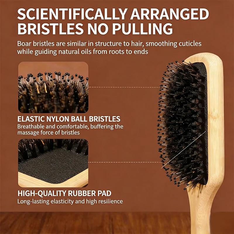 Boar Bristle Hair Brush – Bamboo Handle, All Hair Types Boar Bristle Hair Brush PLUSH
