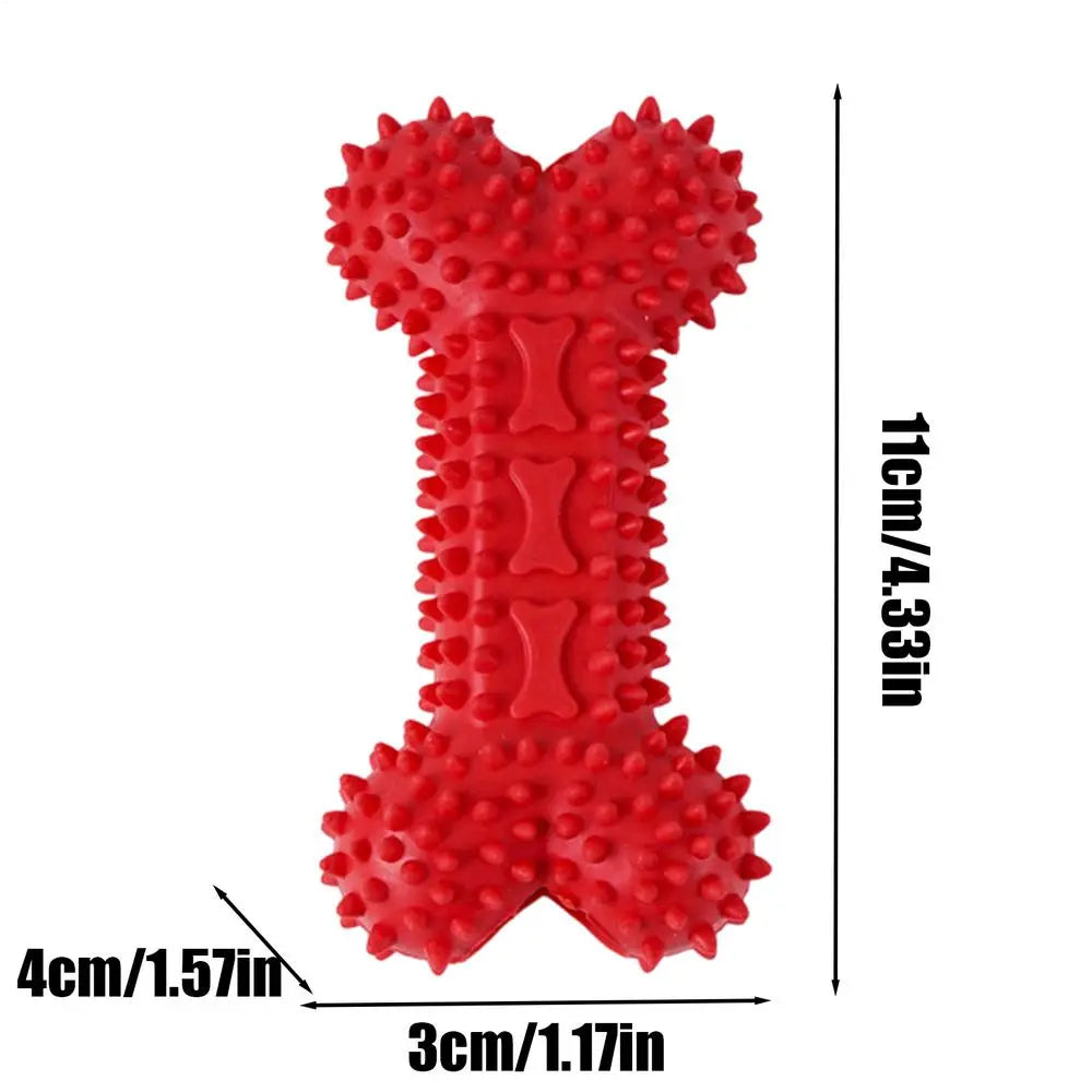 Bone-Shaped Dog Chew Toy – Rubber Teeth Cleaning Stick Dog Chew Toy PLUSH Red