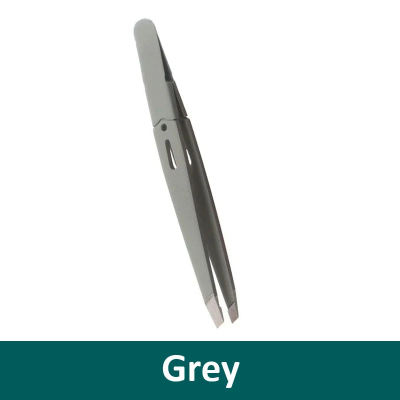 Stainless Steel Eyebrow Tweezers – Facial & Nose Hair Clip Eyebrow Tweezers PLUSH Gray