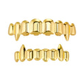 Hip Hop Teeth Grillz Top & Bottom Set – 18K Gold Fangs Costume Teeth Grillz PLUSH Style 1 Gold