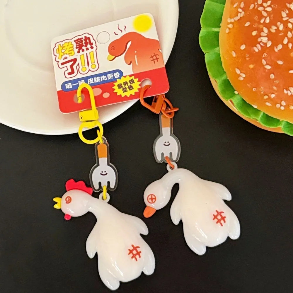UV Color-Change Duck & Chicken PVC Keychain – Cute Funny Gift Novelty Keychain PLUSH Duck-Chicken