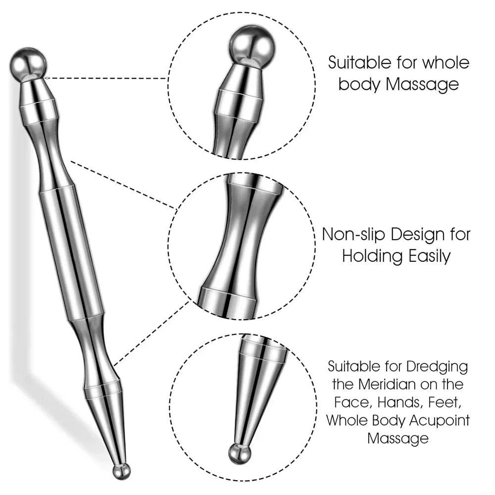 Stainless Steel Acupressure Pen – Dual Head Body Massager Tool Acupressure Massage Tool PLUSH