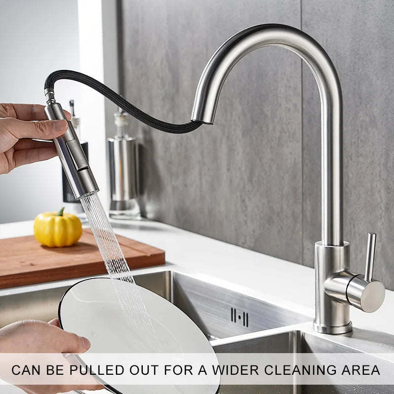 Pull Out Kitchen Faucet Single Handle Hot Cold Mixer Tap Kitchen Faucet PLUSH