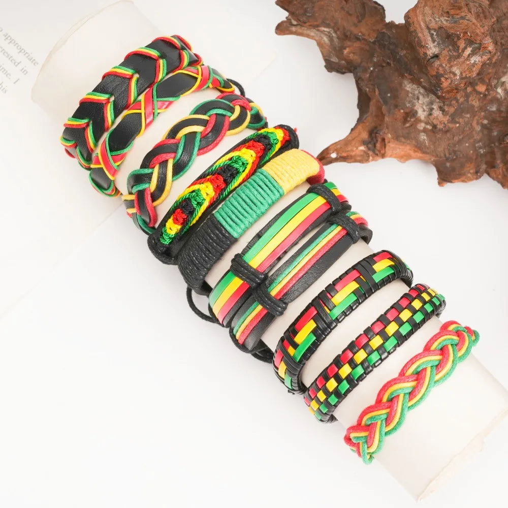 10pcs Leather Bracelet Set – Vintage Handwoven Adjustable Bangles Leather Bracelet Set PLUSH 10pcs set