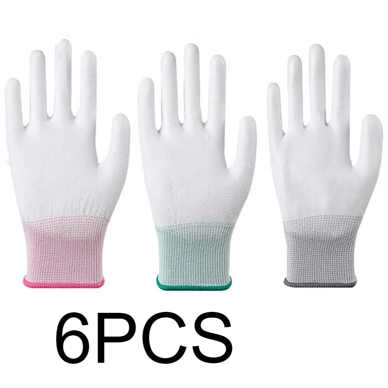 Anti-Slip PU Coated Work Gloves 6/12/18 Pack | Nylon Safety Safety Work Gloves PLUSH 6PCS L