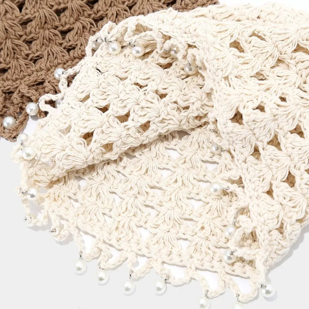 Bohemian Crochet Knitted Hat with Beads & Tassels Crochet Knitted Hat PLUSH