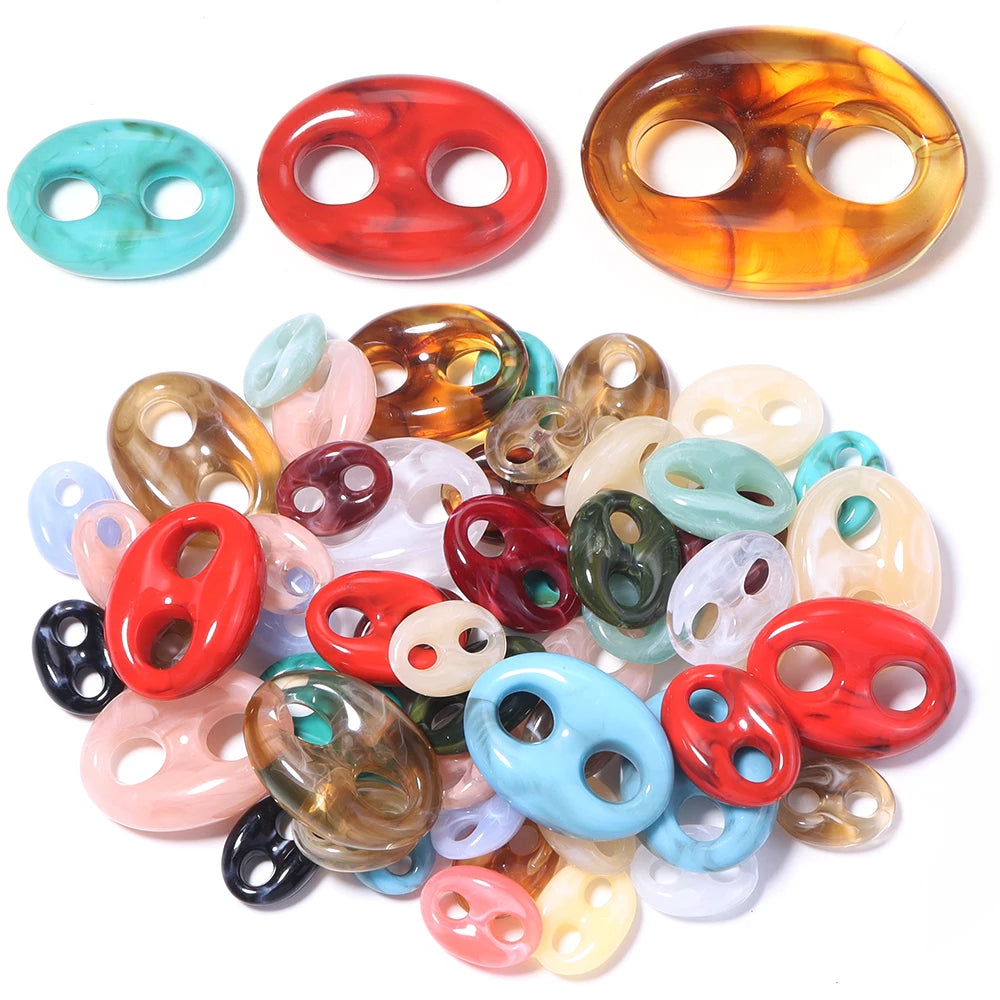 Acrylic Coffee Bean Pig Nose Link Charms DIY Jewelry 5-10pcs Acrylic Jewelry Charms PLUSH