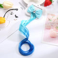 Girls Gradient Color Wig Hair Clip – Curly Princess Braid Kids Hair Clip PLUSH Blue Bow
