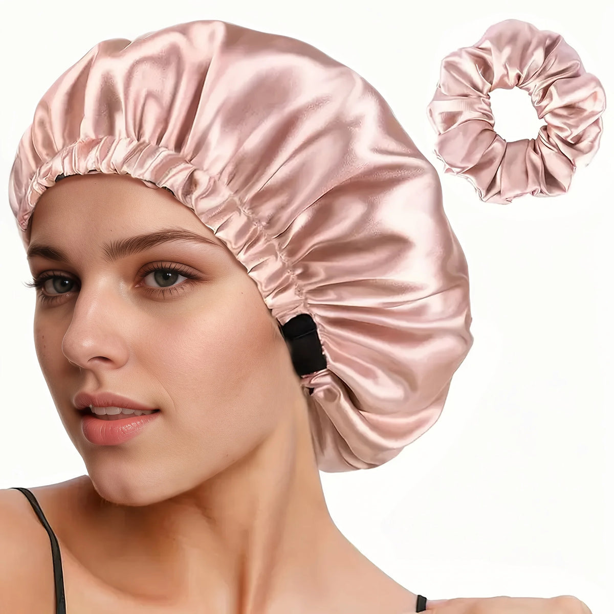 Reversible Satin Sleeping Bonnet – Adjustable Hypoallergenic Cap Satin Sleep Bonnet PLUSH