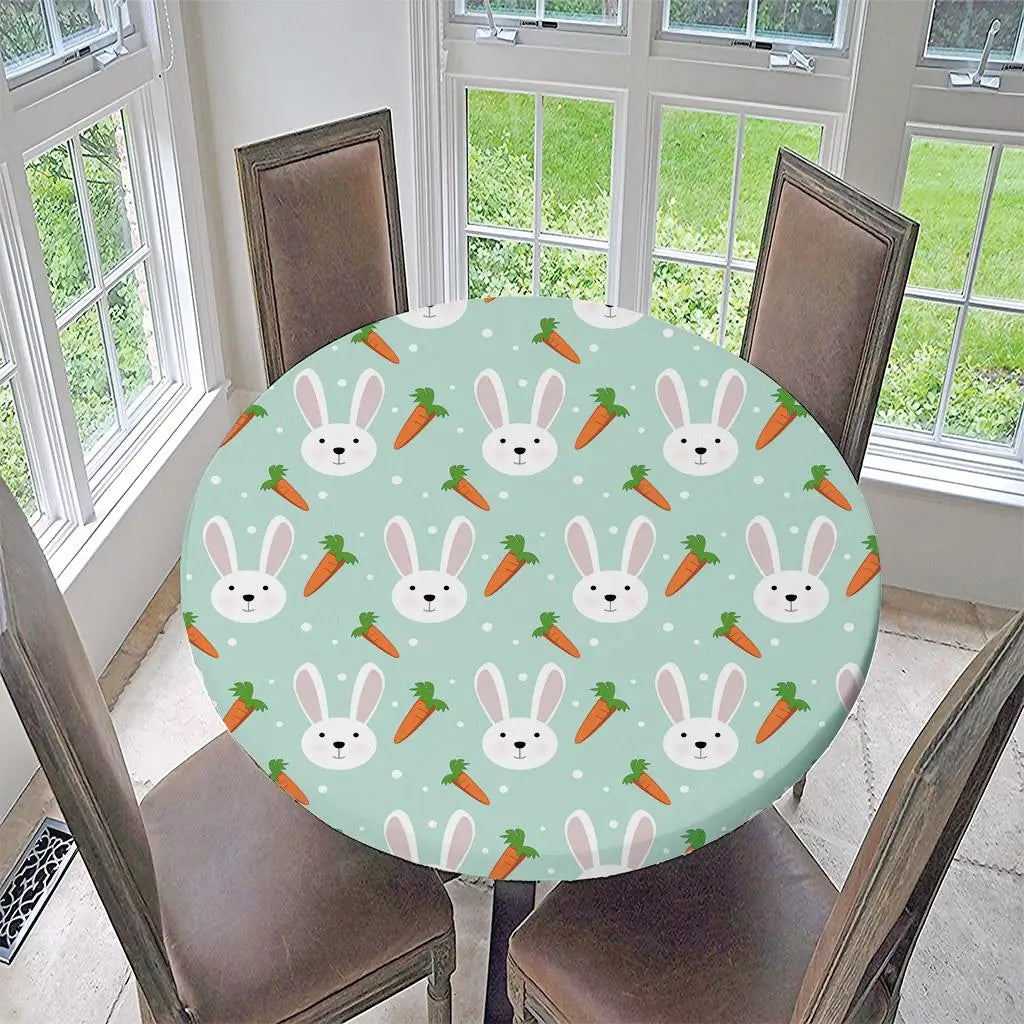 Waterproof Round Elastic Tablecloth – Non-Slip Classic Pattern Round Elastic Tablecloth PLUSH H120cm48Inch