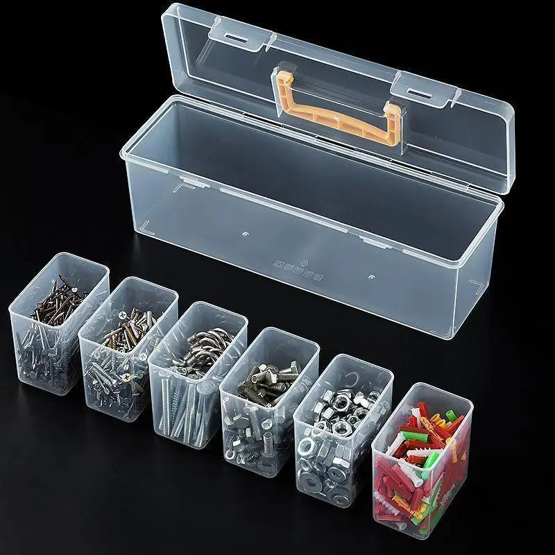 Transparent Multi-Compartment Tool Organizer Box with Handle Tool Storage Organizer PLUSH 1
