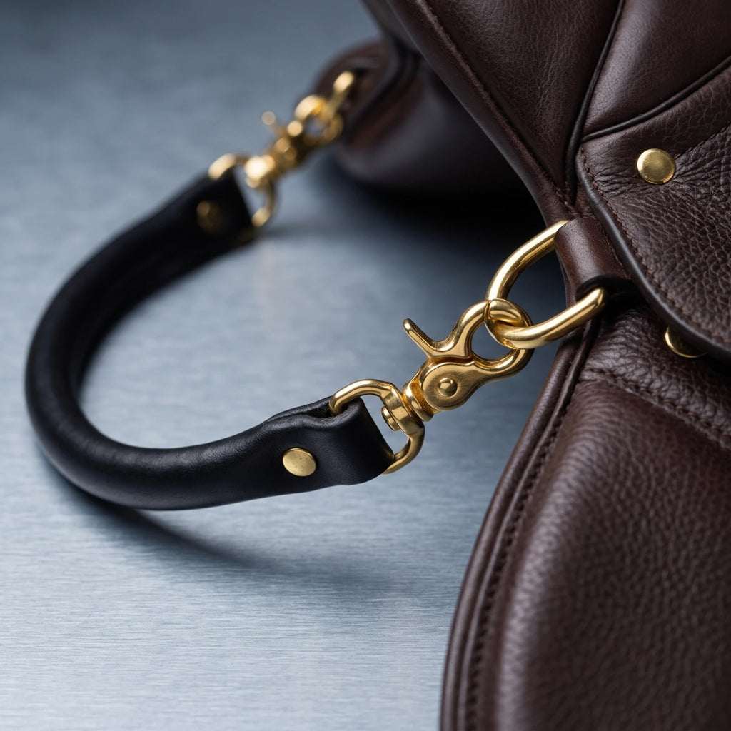 Reinforced Leather Saddle Grab Strap – Gold-Tone Hardware Saddle Grab Strap PLUSH