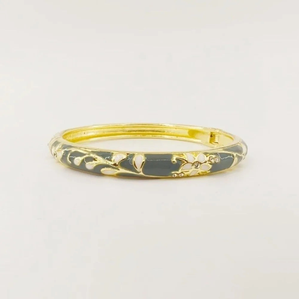 Vintage Cloisonne Enamel Floral Bangle – Ethnic Women's Bracelet Enamel Bangle Bracelet PLUSH Style 10
