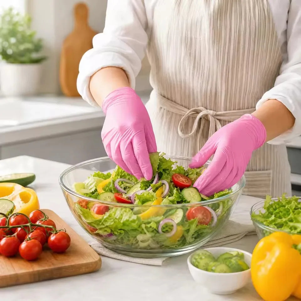 Pink Disposable Nitrile Gloves Latex Free | 20/50/100 Pack Disposable Cleaning Gloves PLUSH