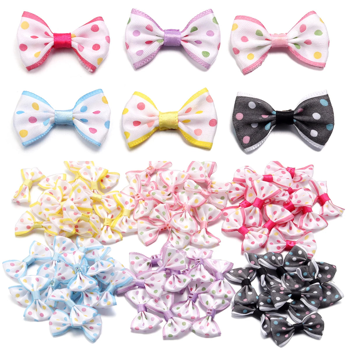 30pcs Polka Dot Ribbon Bows – DIY Hair Accessories & Gift Wrap Ribbon Craft Bows PLUSH