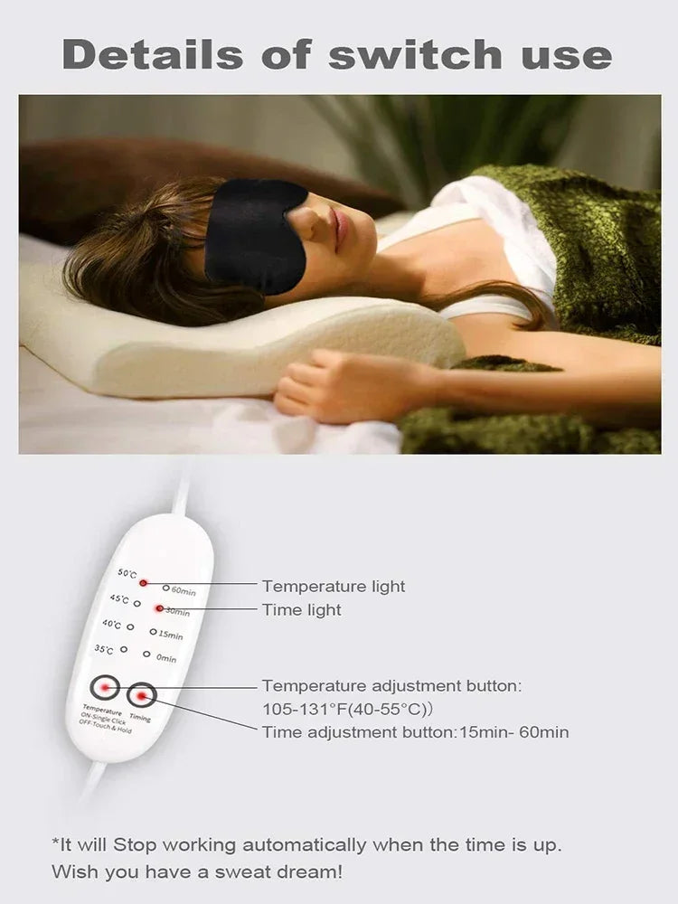 USB Heated Silk Eye Mask – Adjustable Warmth & Timer Control Heated Eye Mask PLUSH