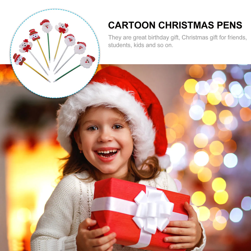 8-Pack Luminous Christmas Ballpoint Pens – Glow Xmas Gift Set Novelty Ballpoint Pens PLUSH