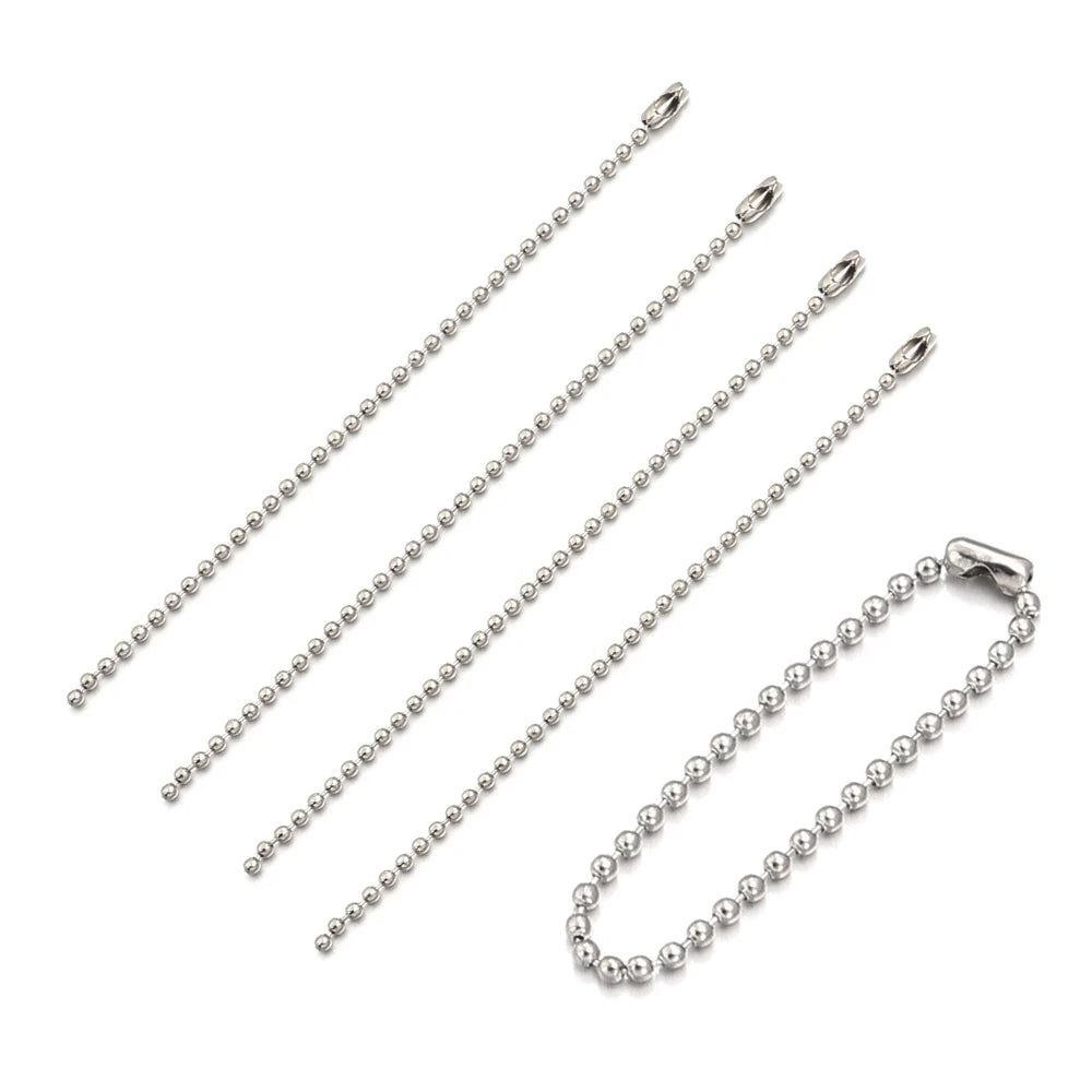 100pcs Rhodium Ball Bead Chains – Keychain & Jewelry Making Jewelry Chain Findings PLUSH 2.4mm x 12cm