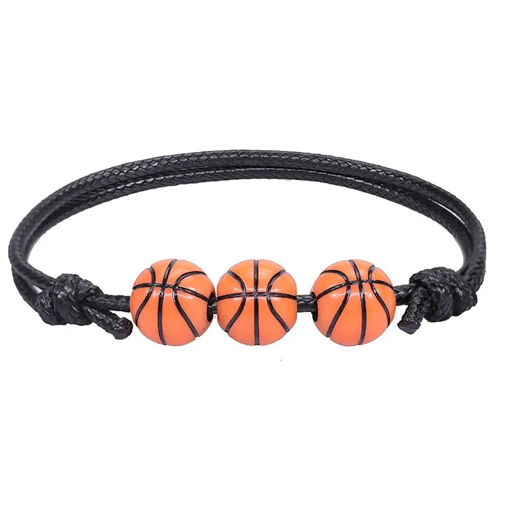 Handmade Sports Ball Wax Line Woven Charm Bracelet – Unisex Charm Bracelet PLUSH Basketball