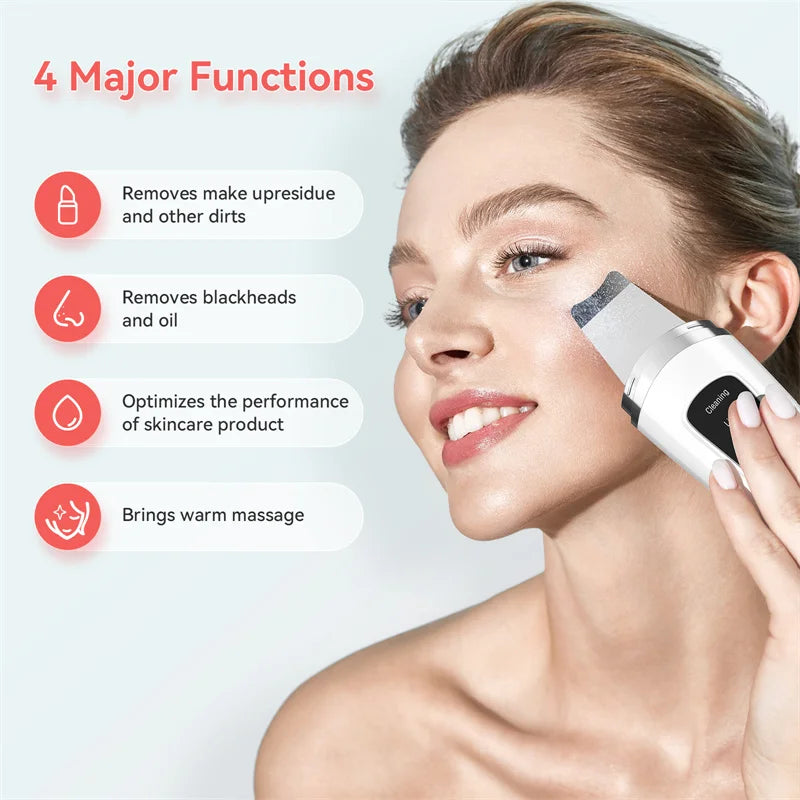 Ultrasonic Skin Scrubber Face Spatula – Pore & Blackhead Cleaner Facial Cleansing Device PLUSH