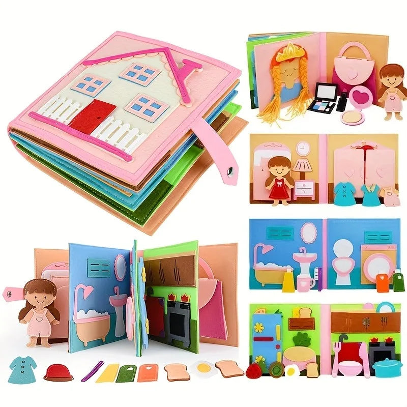 Kids Busy Board Pink House – Preschool Learning Toy Ages 3–6 Kids Activity Board PLUSH