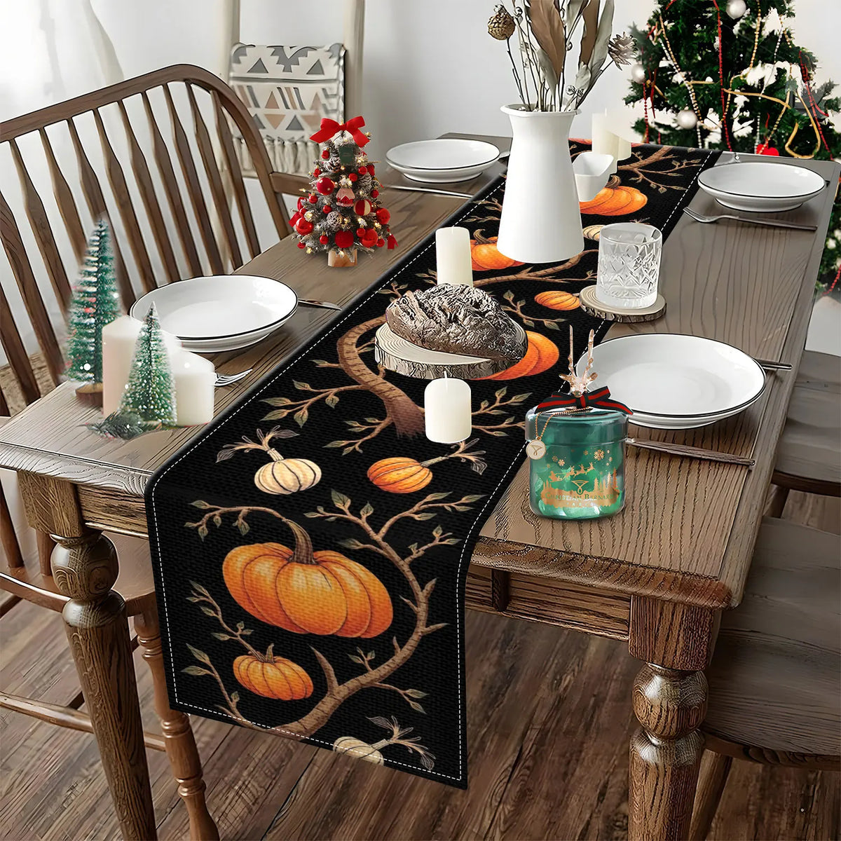 Autumn Pumpkin Table Runner – Fall & Thanksgiving Decor Table Runner PLUSH