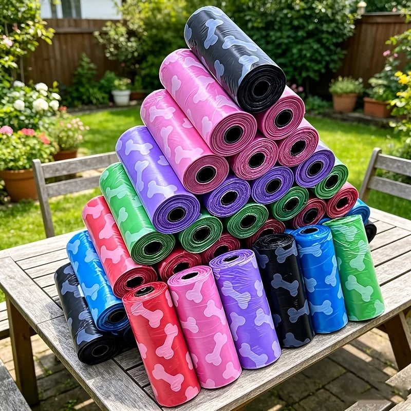 Leak-Proof Thickened Dog Waste Bags – Bone Print Design Dog Waste Bags PLUSH