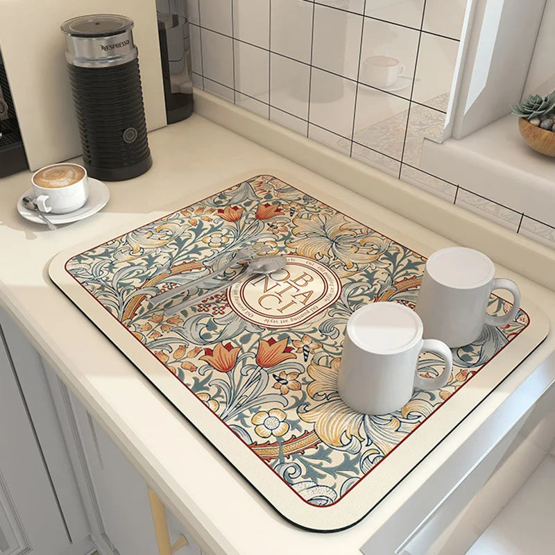 Diatomite Dish Drying Mat – Super Absorbent Kitchen Drain Pad Dish Drying Mat PLUSH Alice s Dream 30x40cm