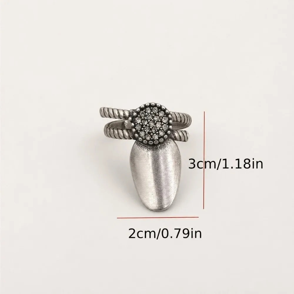 Gothic Nail Cover Ring Set – 4pcs Adjustable Silver Tone Nail Cover Rings PLUSH