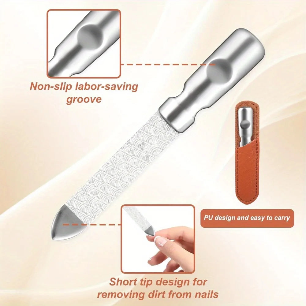 Ouriner Double-Sided Stainless Steel Nail File – Reusable Nail File PLUSH