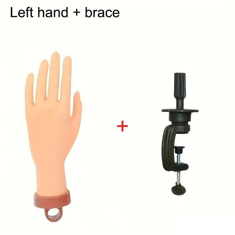 Nail Practice Mannequin Hand – Flexible Fingers & Desk Bracket Nail Practice Hand PLUSH Left and brace
