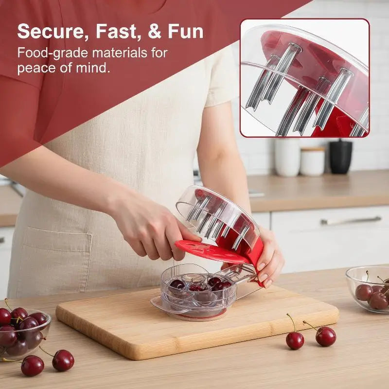 6-Slot Cherry Pitter Tool – Food-Grade Stainless Steel Corer Cherry Pitter Tool PLUSH
