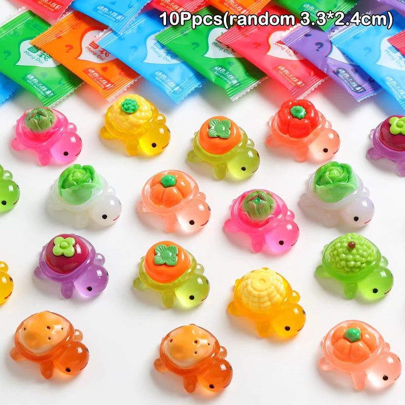 10pcs Mini Glow Resin Turtle Figurines – Dollhouse Desk Decor Miniature Figurines PLUSH A4