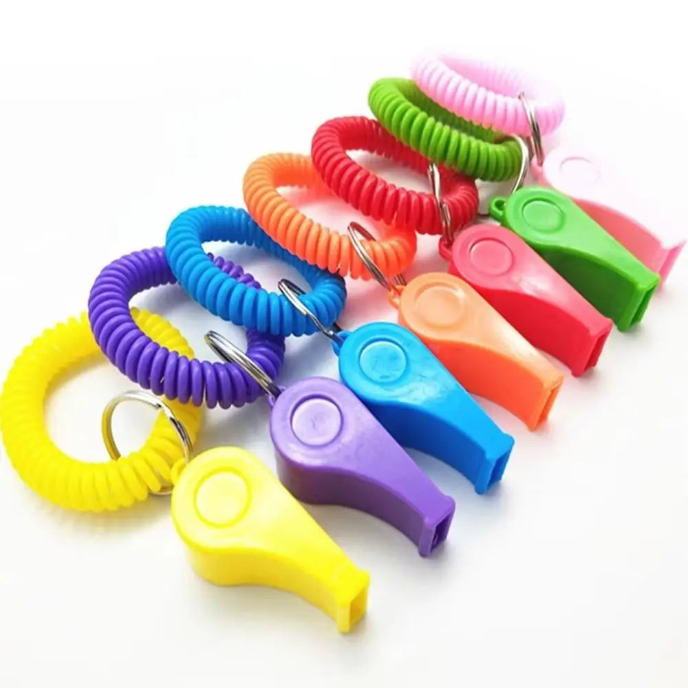 10pcs Spring Wristband Whistles – Colorful Plastic Sport Whistles Sport Wristband Whistle PLUSH