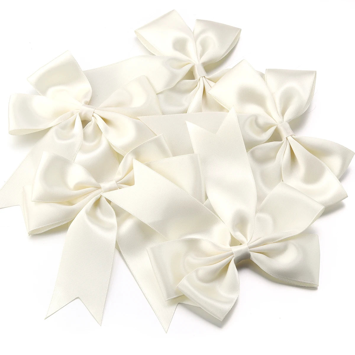 4pcs Satin Swallowtail Bows – DIY Jewelry & Hair Accessories Craft Bow Embellishments PLUSH beige 12x13cm