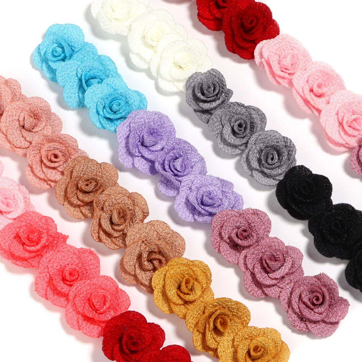 10pcs 3cm Fabric Rose Flowers for DIY Sewing & Crafts Fabric Flower Embellishments PLUSH