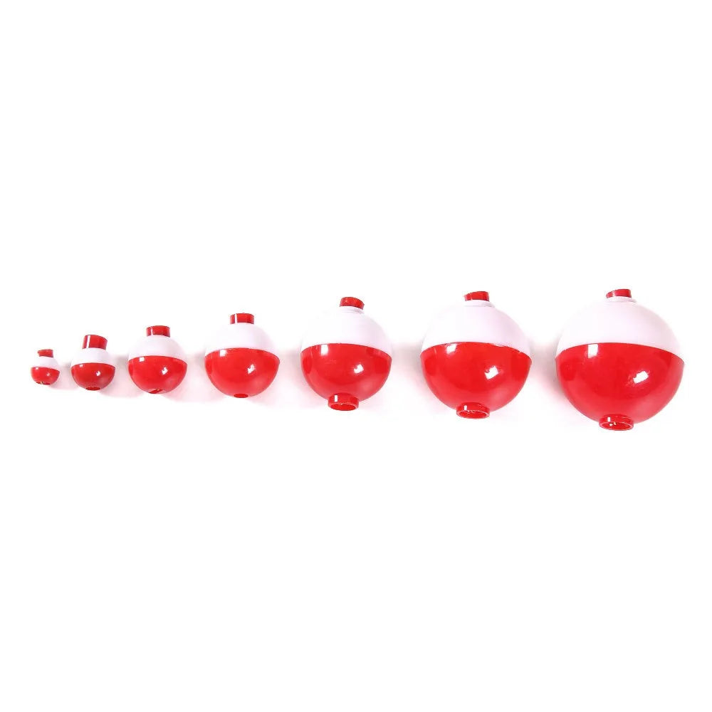 Red White Plastic Fishing Bobber Float Ball Set – 7 Sizes Fishing Bobber Set PLUSH