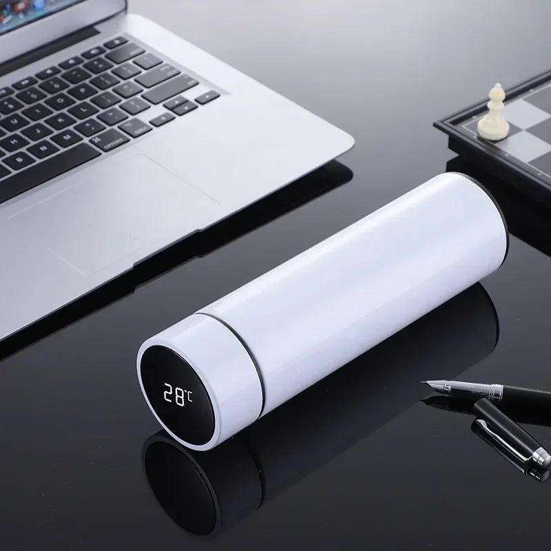 Smart Temp Display Thermal Mug – 500ml Stainless Steel Thermos Insulated Thermal Mug PLUSH White 500ml