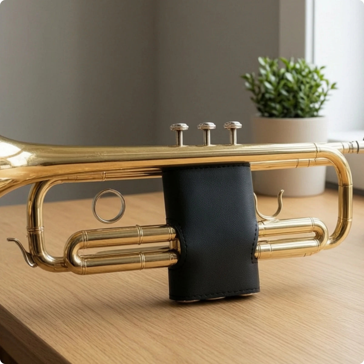 Adjustable Trumpet Valve Guard & Hand Protector – Marching Band Trumpet Valve Guard PLUSH S-60 Pu Leather