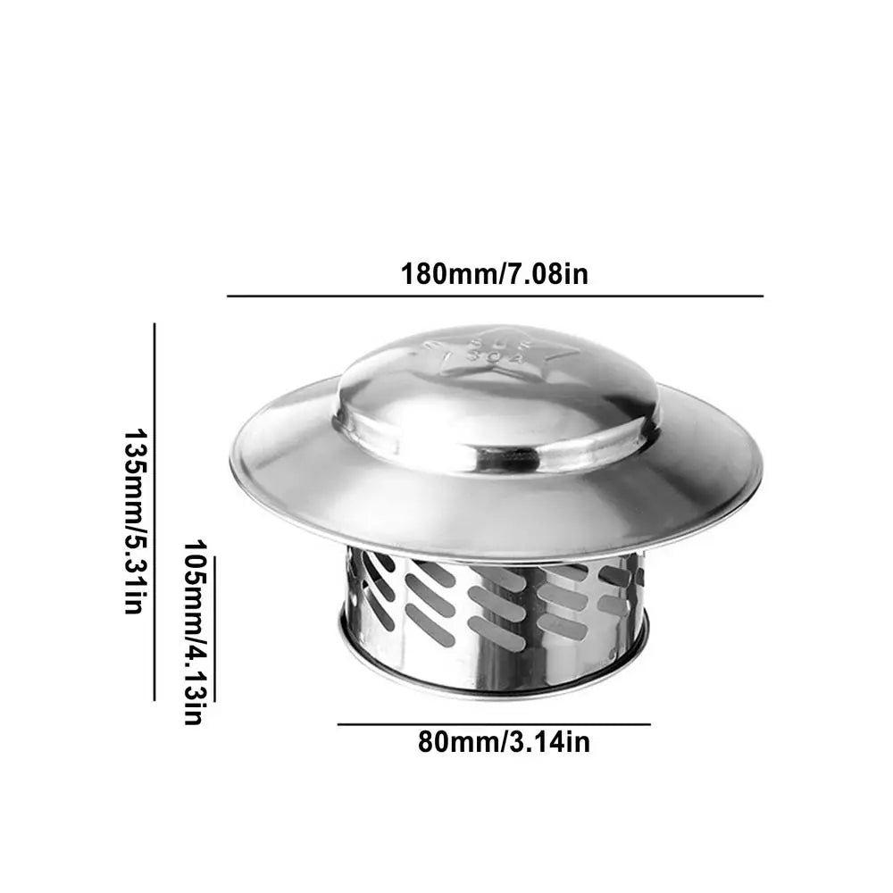 Stainless Steel Chimney Rain Cap | Waterproof Exhaust Pipe Cover Chimney Vent Cap PLUSH 80mm
