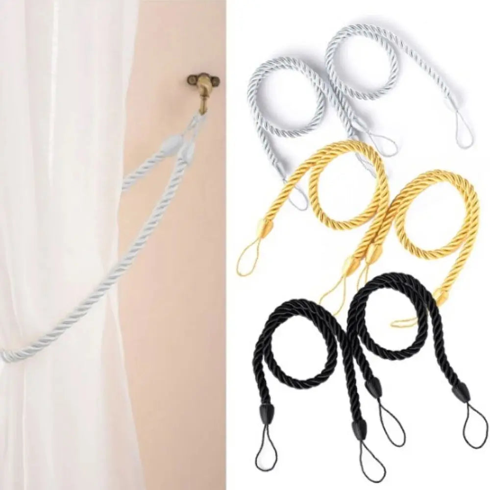 Woven Curtain Tiebacks 2-Pack – Twisted Rope Tie Straps Curtain Tiebacks PLUSH